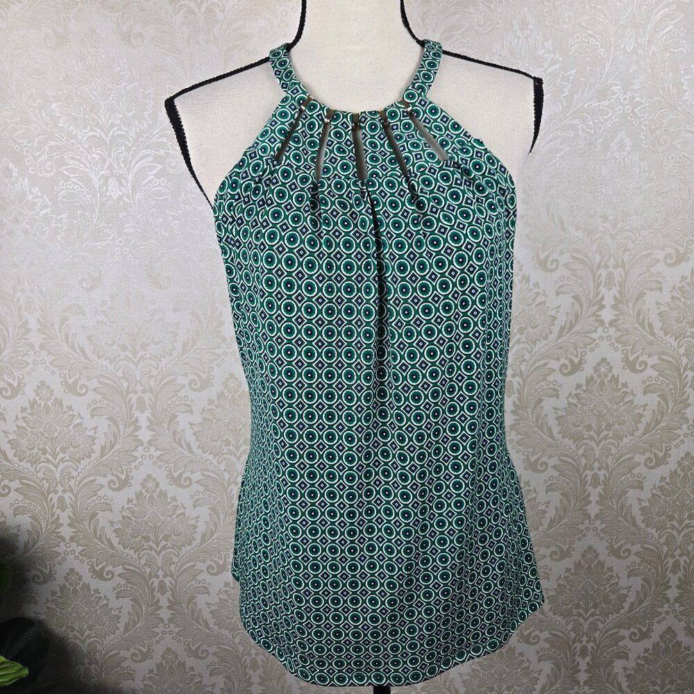 White House Black Market Size Small Sleeveless Halter Neck Blouse Keyhole Detail